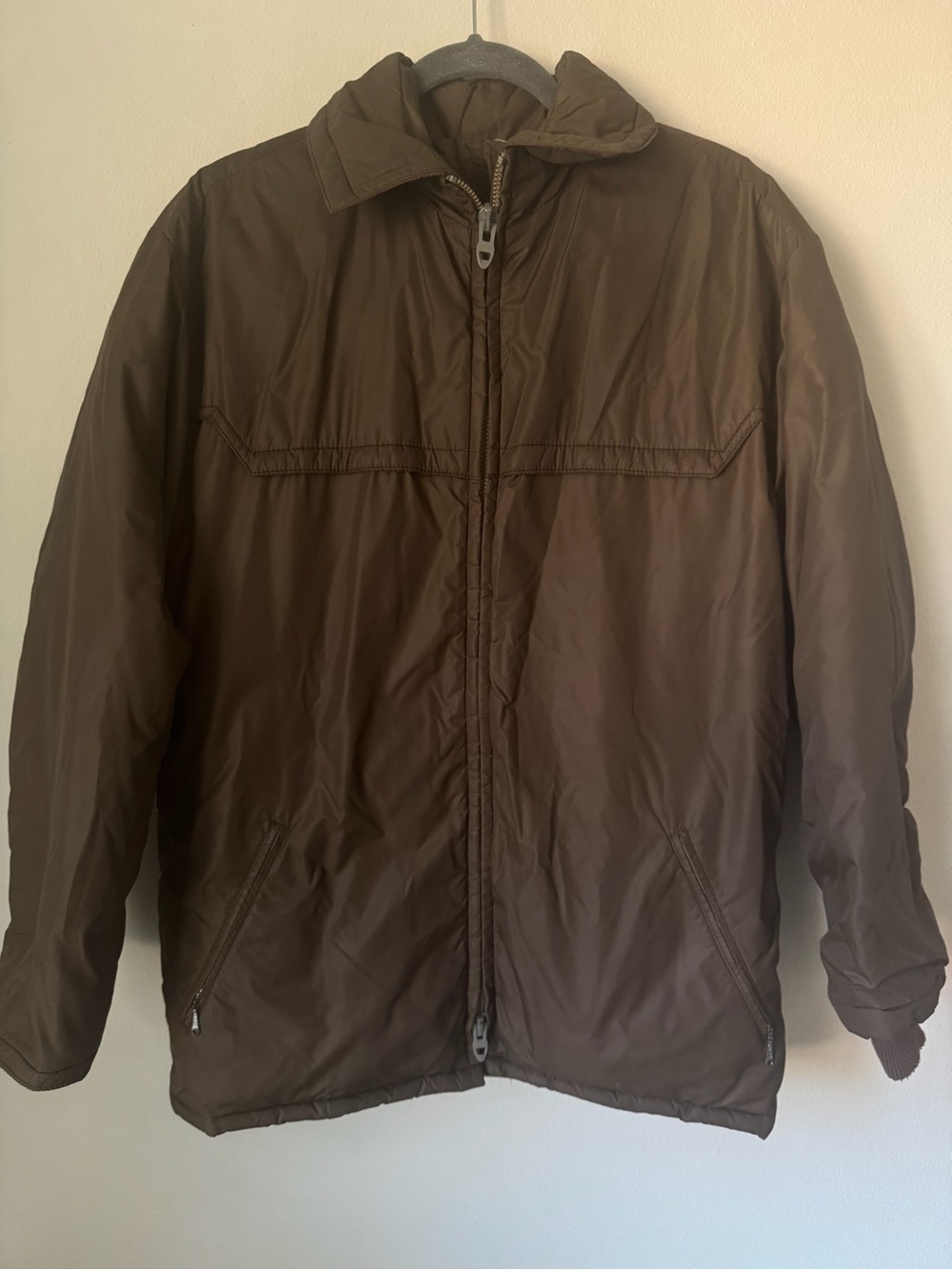 Vintage Tempco Down Insulated Brown Puffer Jacket Men's‎ Medium Full Zip USA